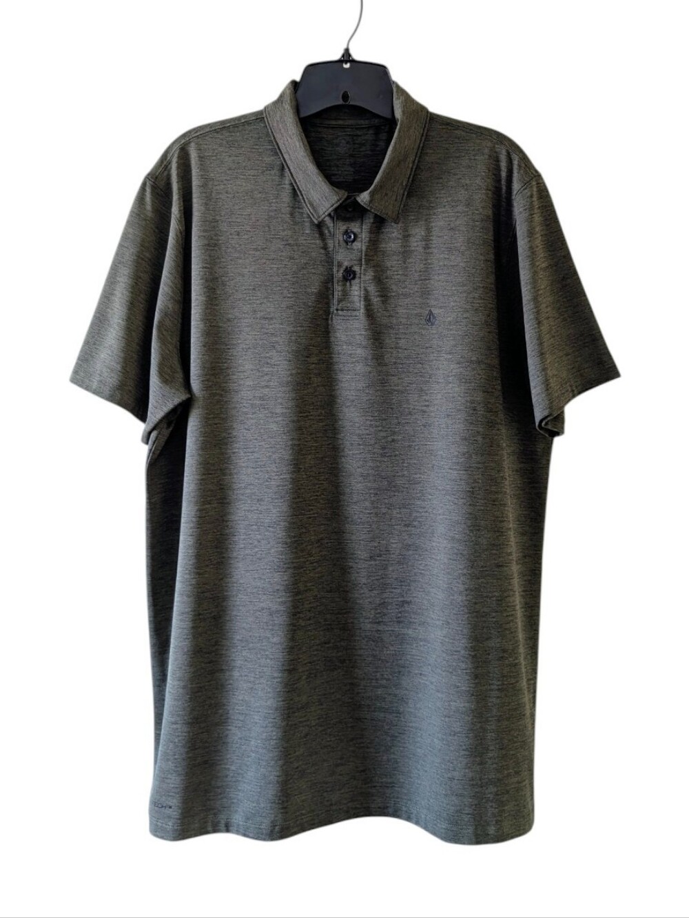 Volcom Large Hazard Pro Polo Short Sleeve Shirt Green True To This UPF 30+